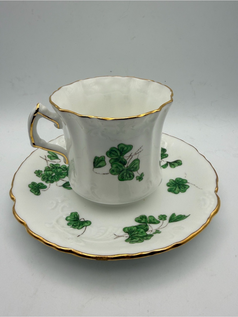 Hammersley Lucky Shamrock bone china tea cup and saucer